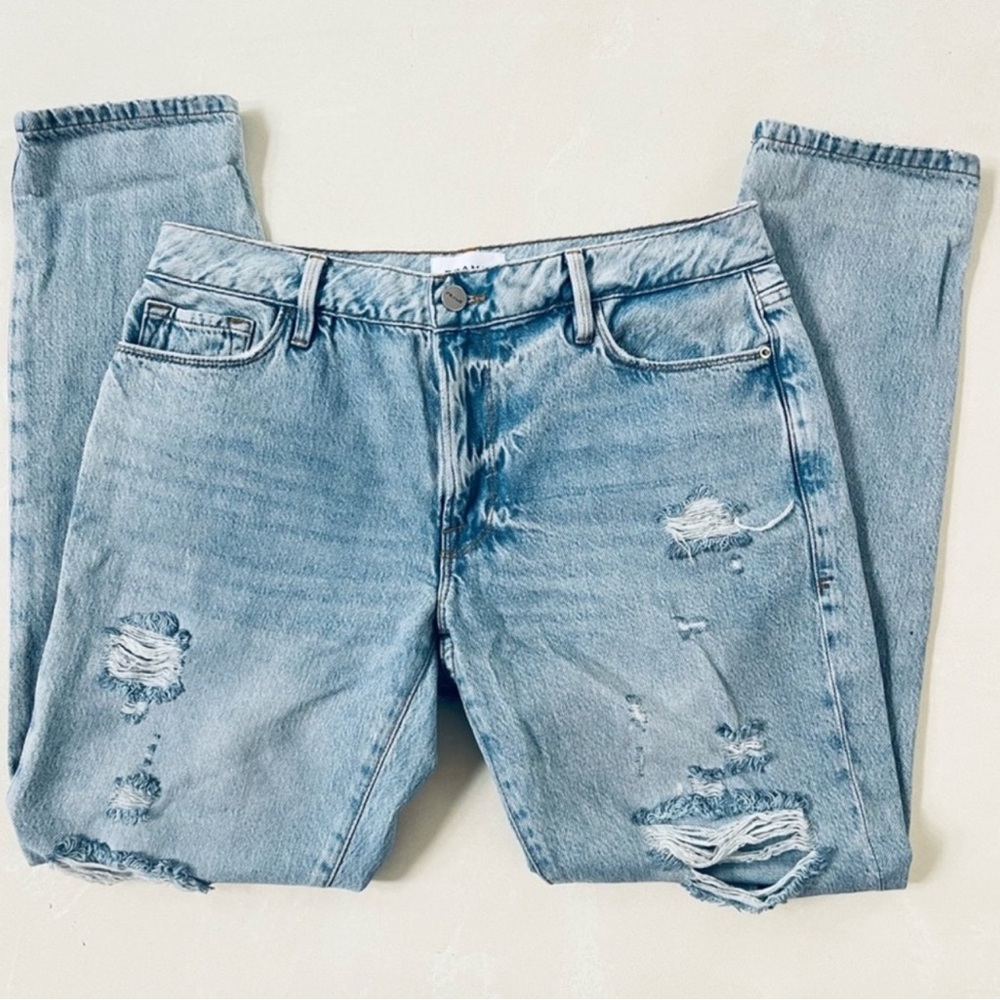 Frame Le Garçon Mid Rise Distressed Boyfriend Jeans 27